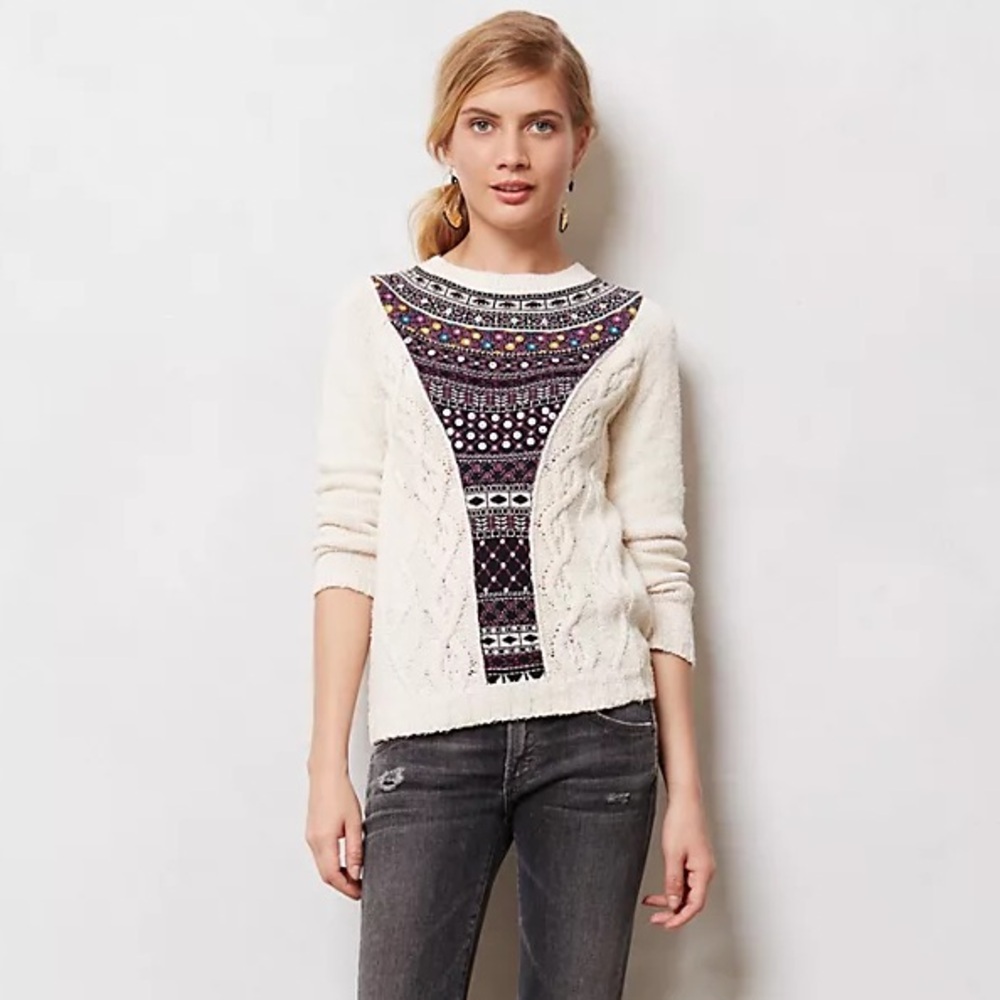 Anthropologie Angel Of The North Cream Algarve Sweater